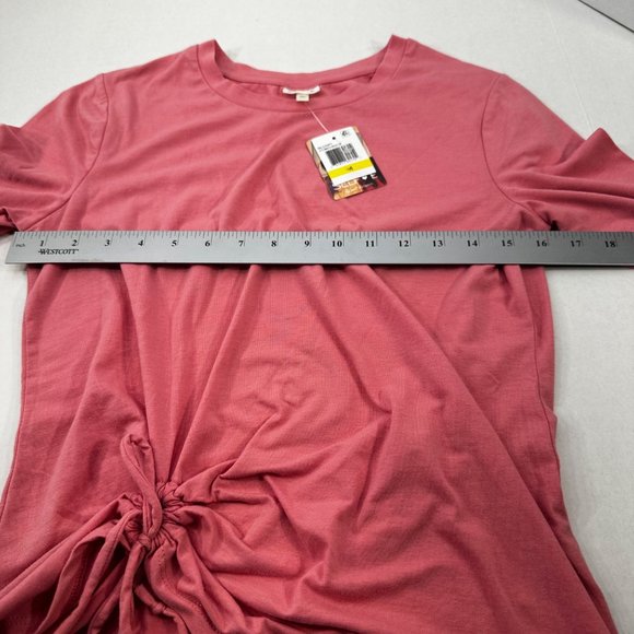 Selfie Women's Sz Medium Long Sleeve Tee Shirt Gather And Tied On Front Pink New - Picture 9 of 16